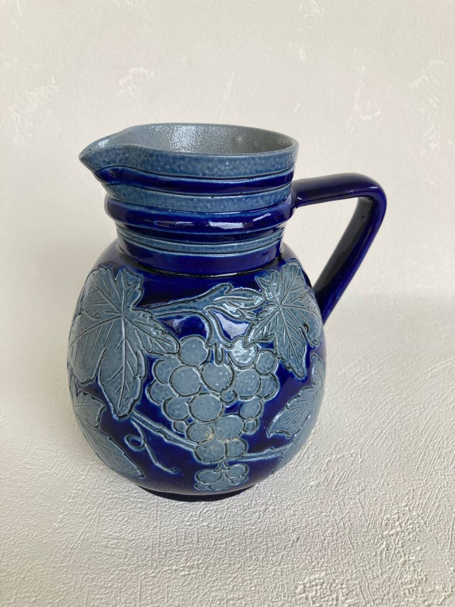Betschdorf Alsace salt stoneware pitcher signed Schmitter Roger