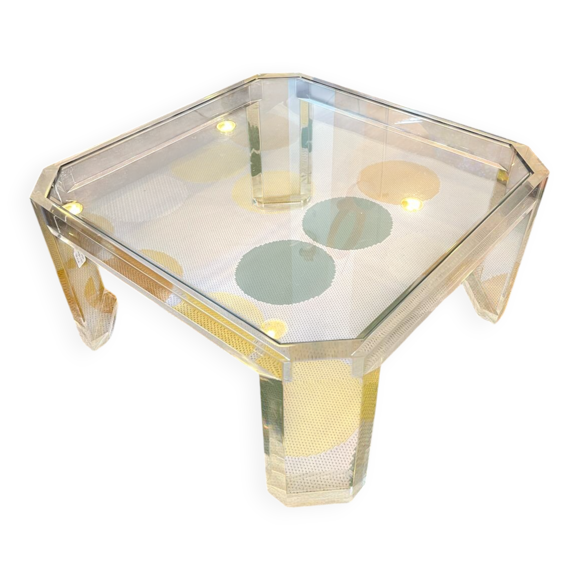 Marc Micoud Plexiglas and glass coffee table