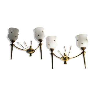 Pair of brass applique Maison Lunel