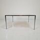 Italian Square Travertine Coffee Table with Steel Base, 1980's
