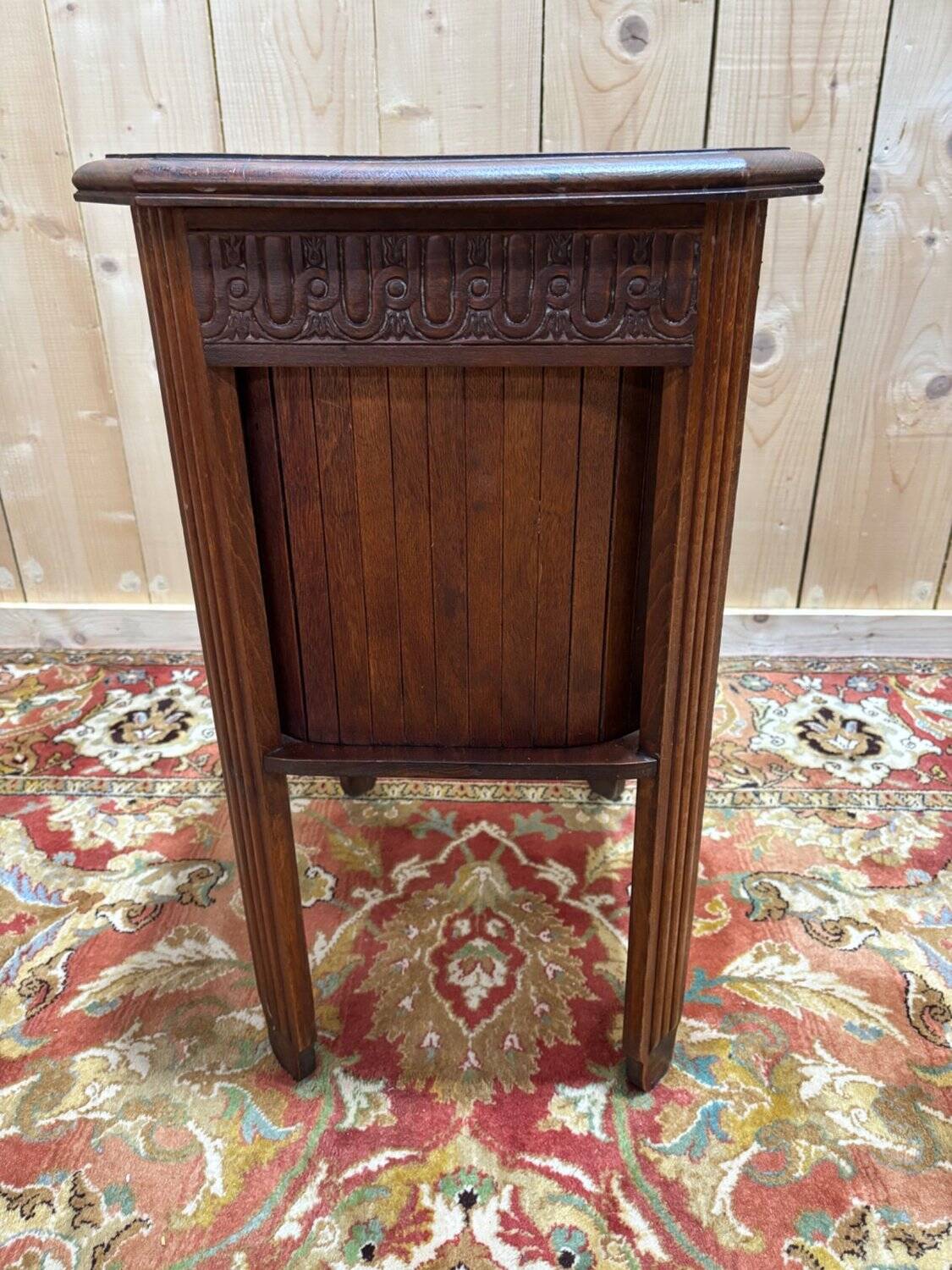 Antique bedside table in solid oak