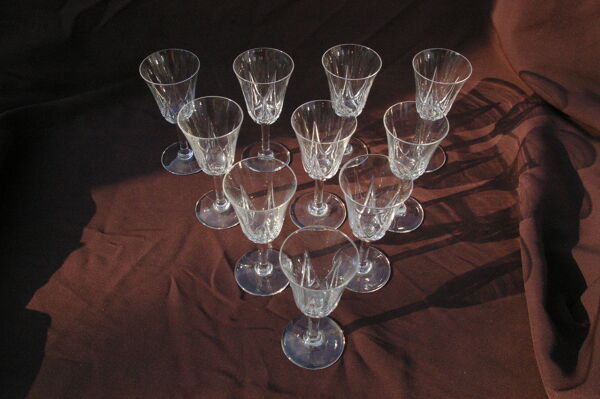 Set de 10 verres à porto apéritif en cristal taillé de st louis modèle lassalle