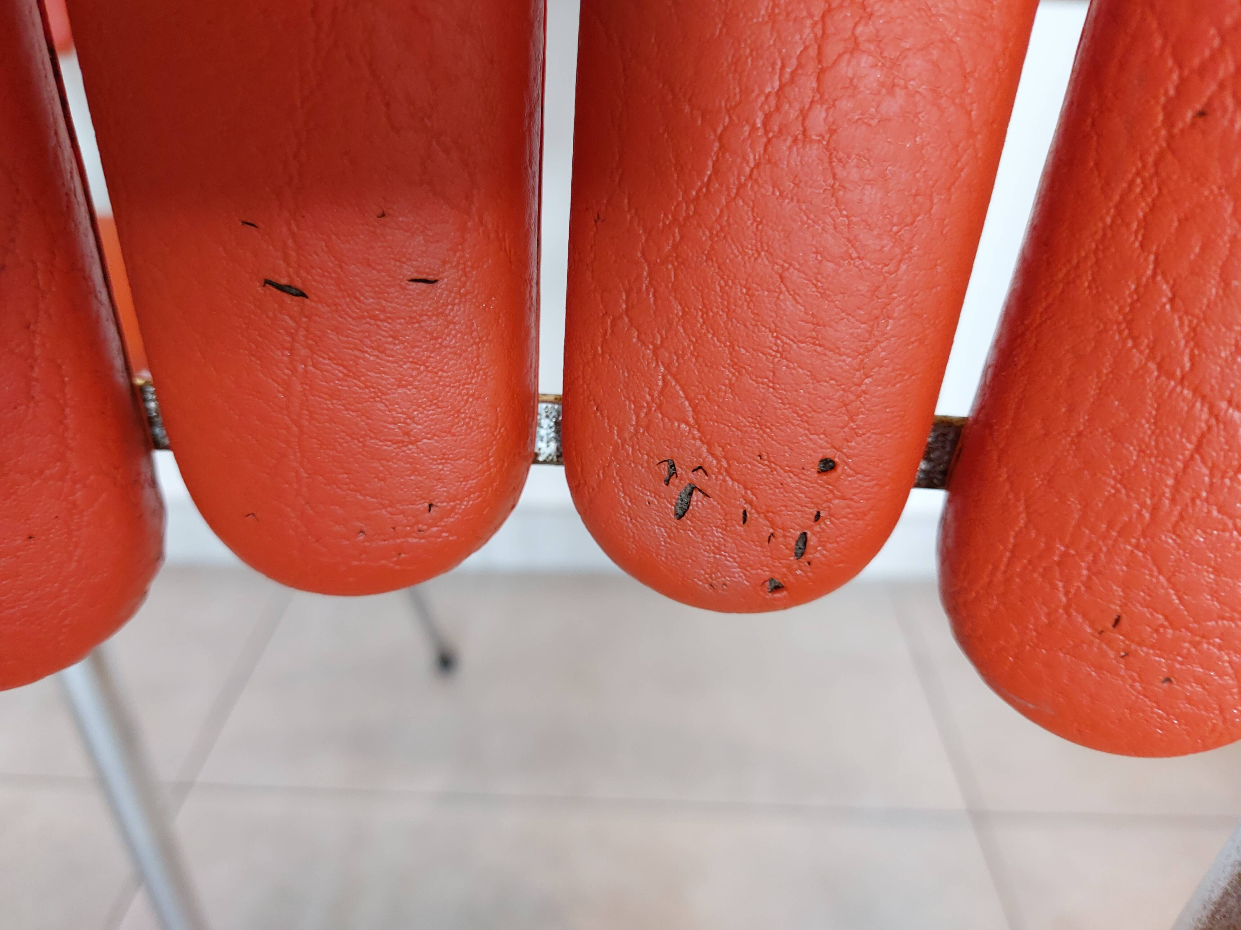 4 orange petal chairs, vintage