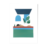 Sunbathing - Original Collage painting A4