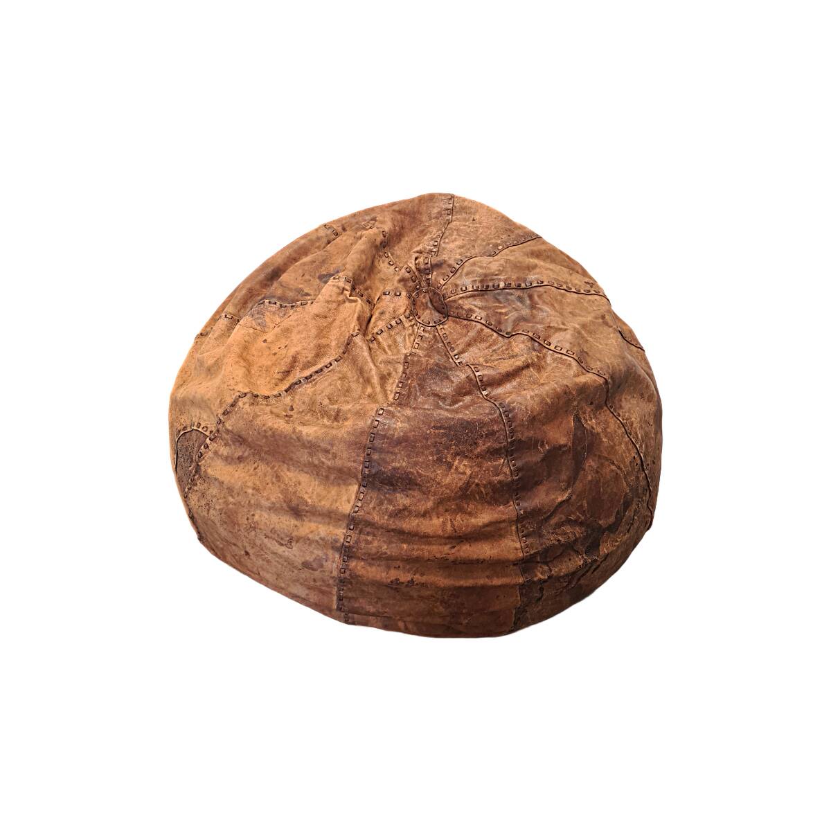 Grand pouf vintage italien en cuir, années 1970