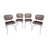Set of 4 chairs in skaï and vintage chrome