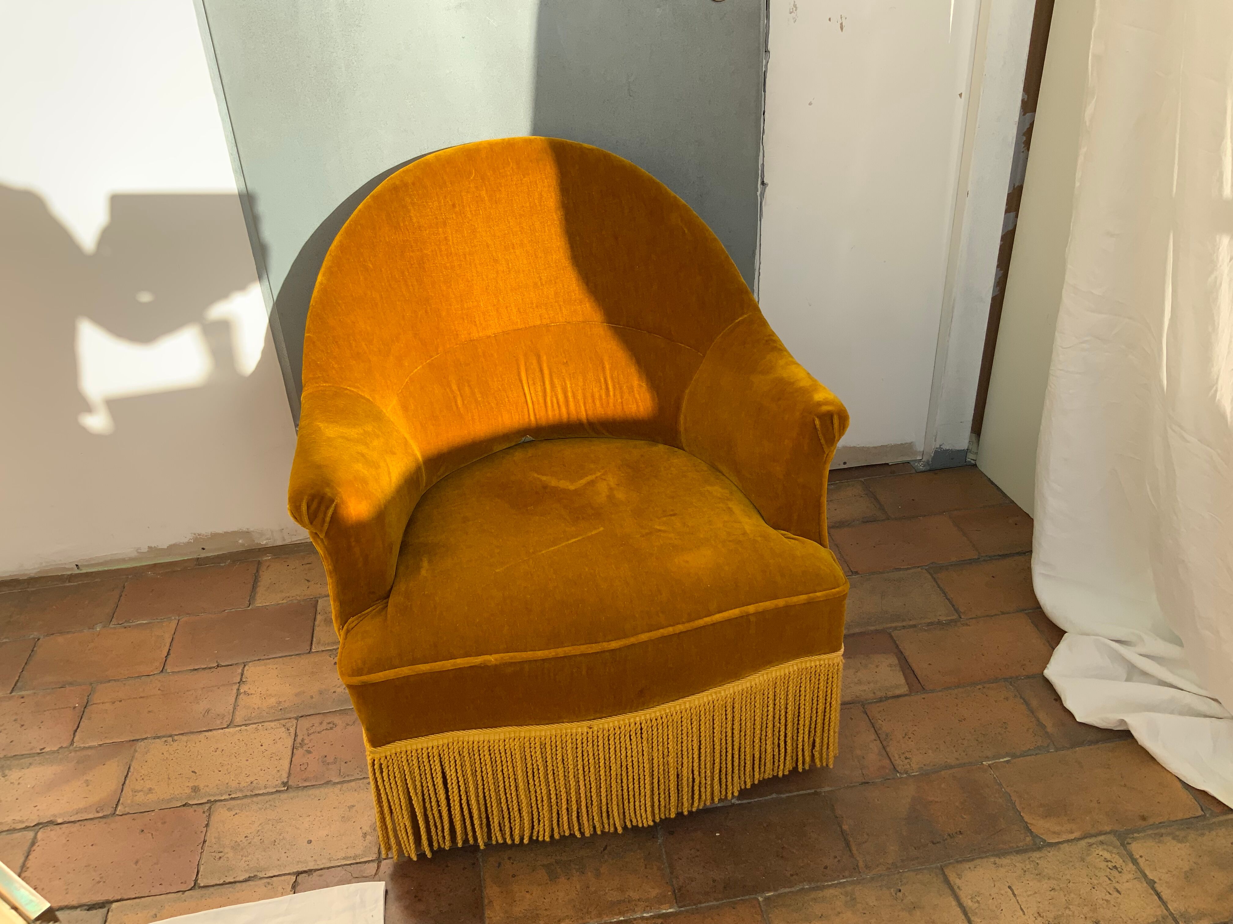 Velvet toad armchair