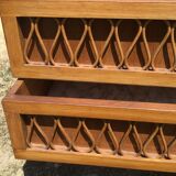 Vintage wood and rattan chest of drawers