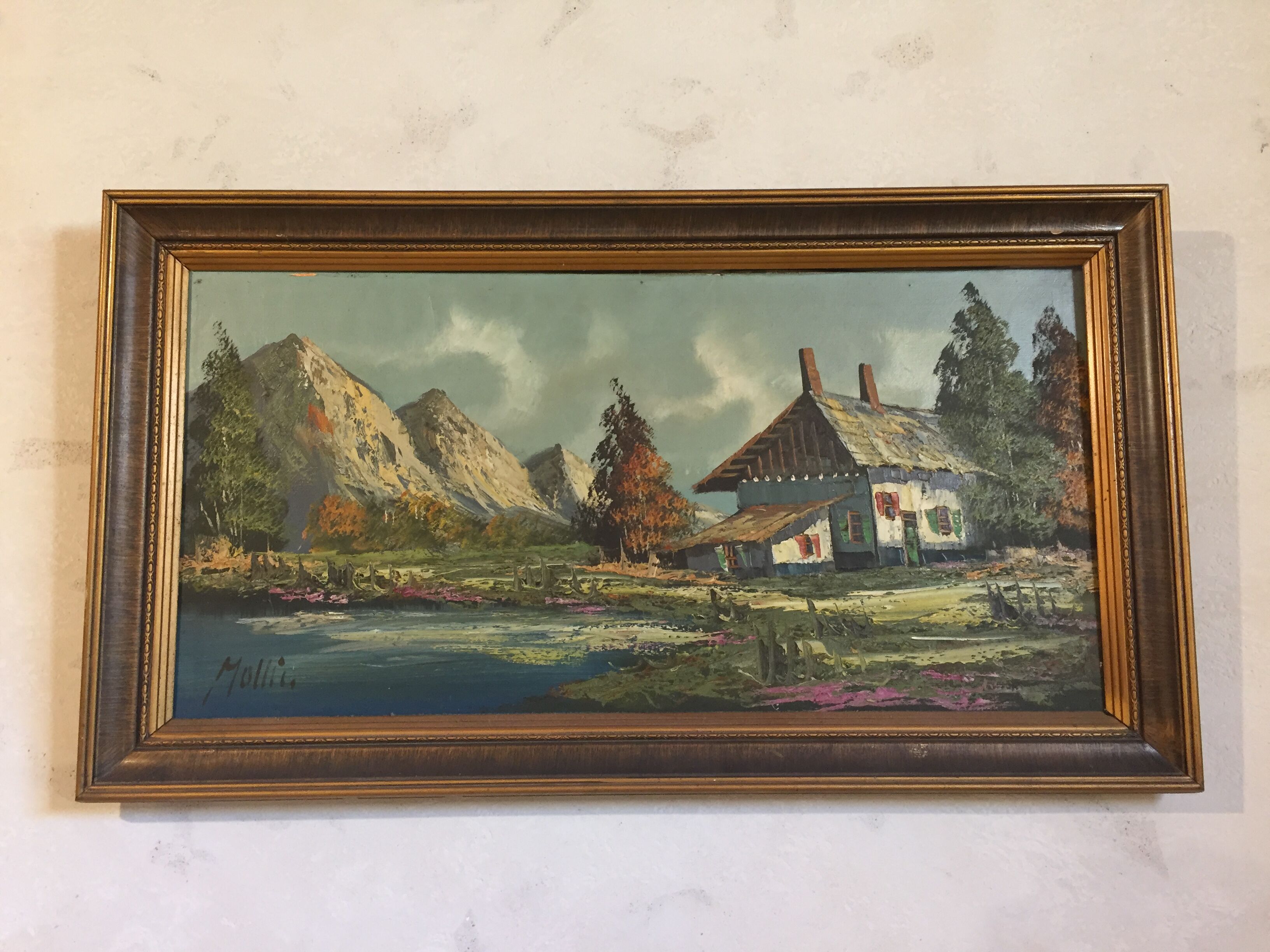 Oil painting on canvas signed mollin