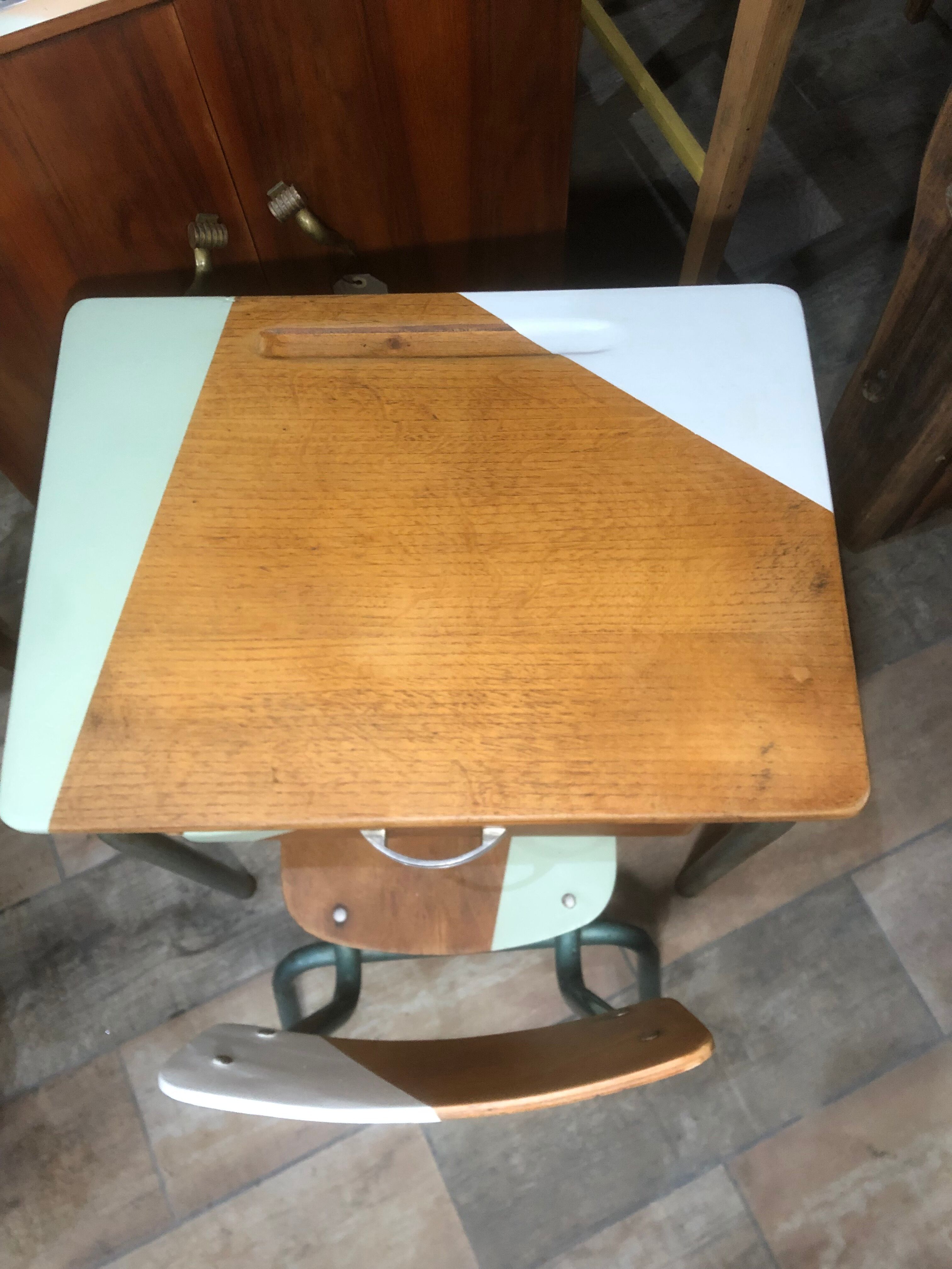 School desk and chair