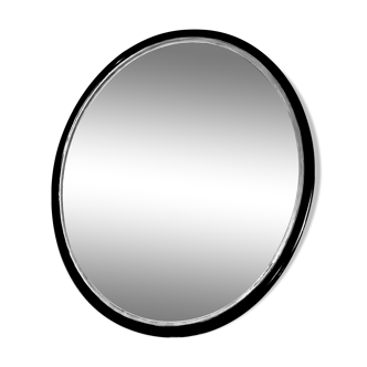 Oval mirror black wood frame with gilded net year 1875