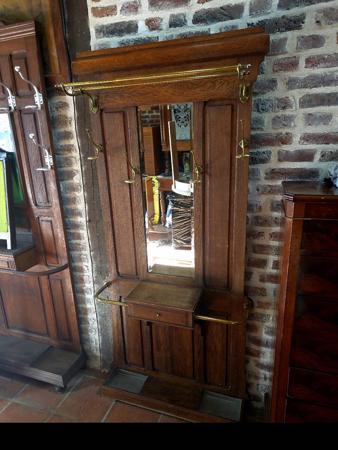 Vestiaire porte manteau ancien en chêne massif