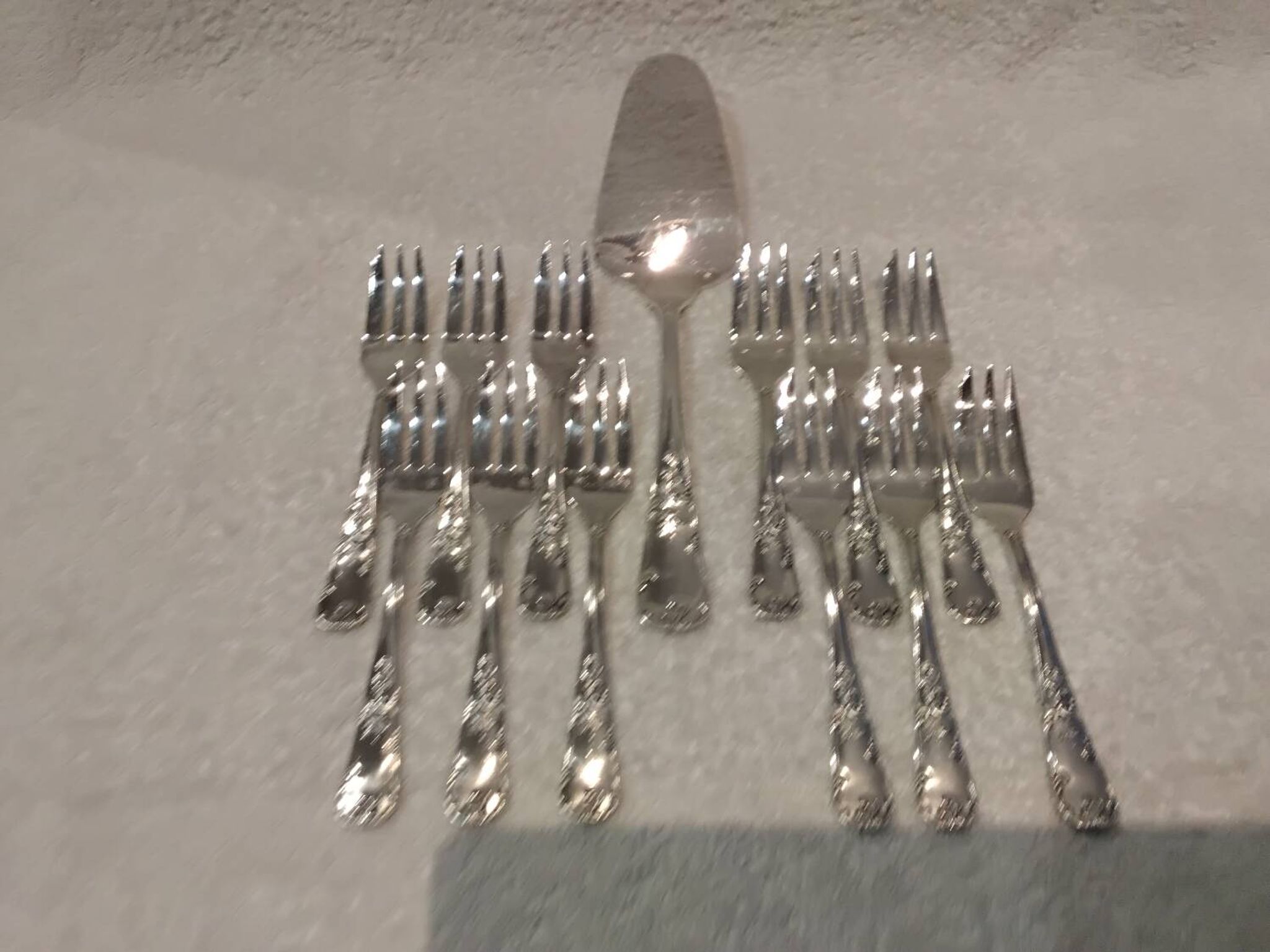 Frionnet rocaille silver metal cake forks 12 cake forks