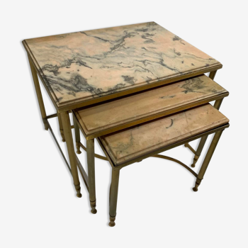 Pink marble trundle tables