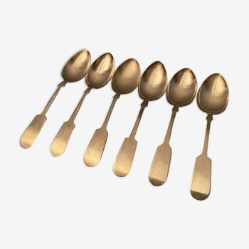 Suite of 6 single-plate spoons in English silver metal