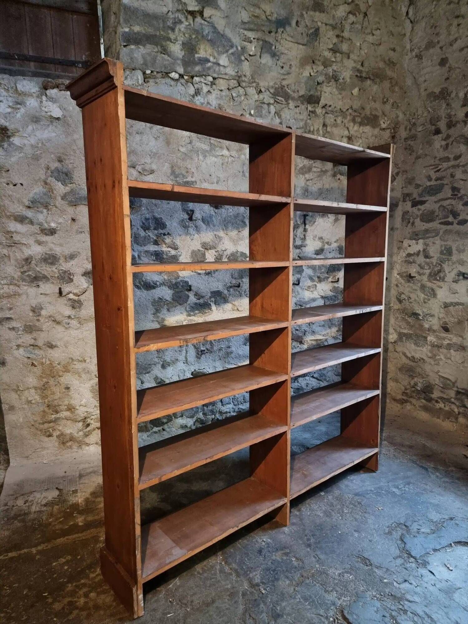 Large open shop shelf from an old French store by Chalmette, 1930s.