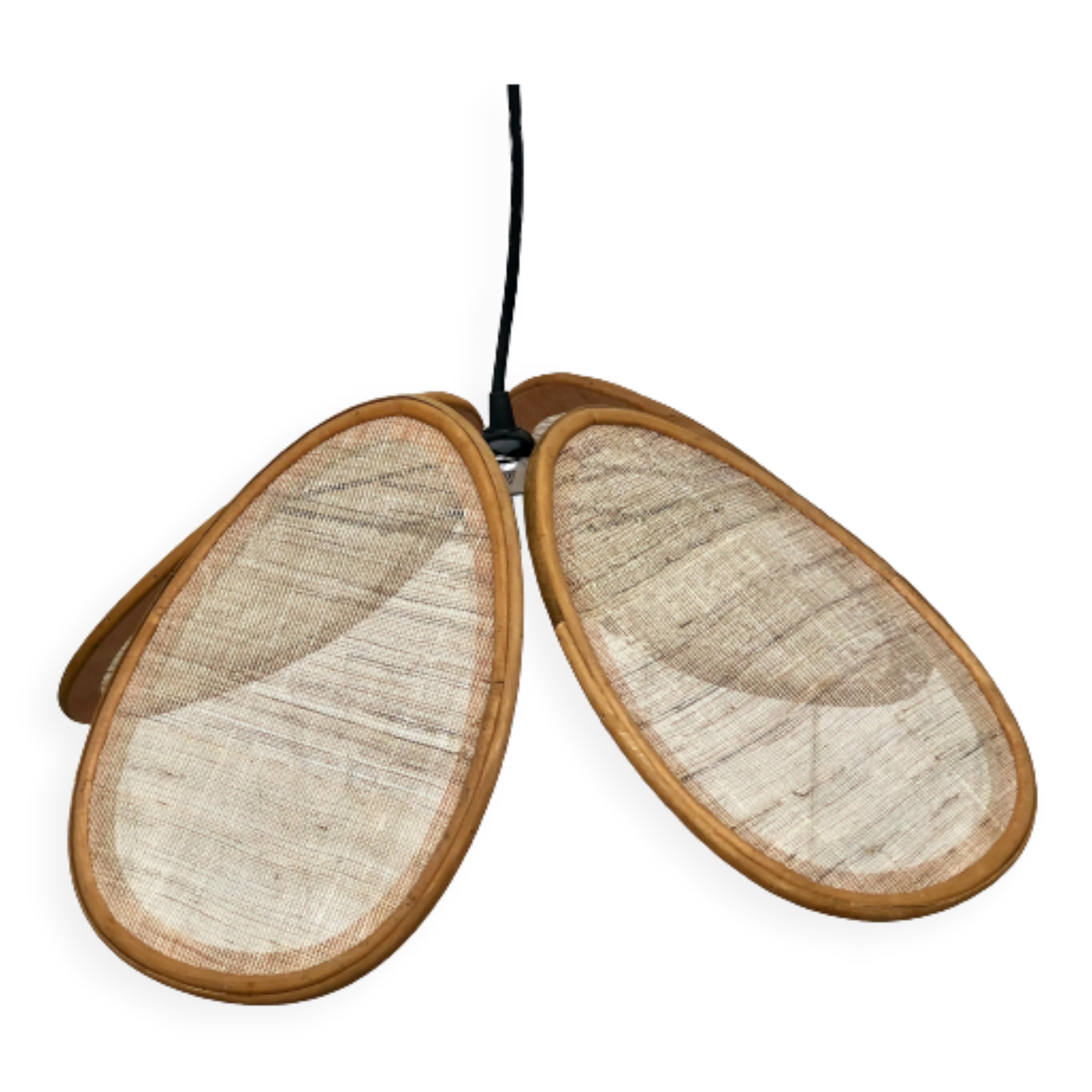 Suspension fleur rotin et lin