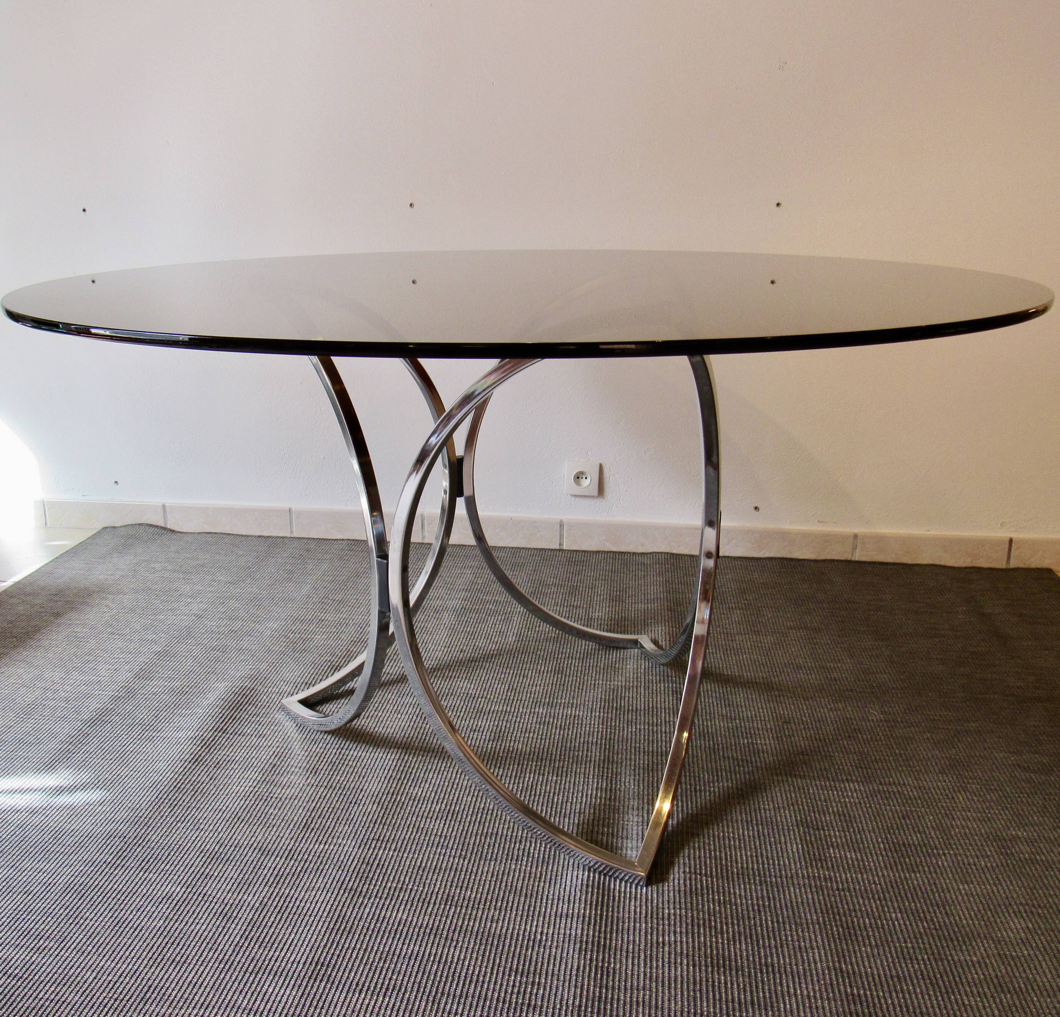 Chrome and glass table 1970s