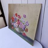 Painting of an anemones, oil signed Savary