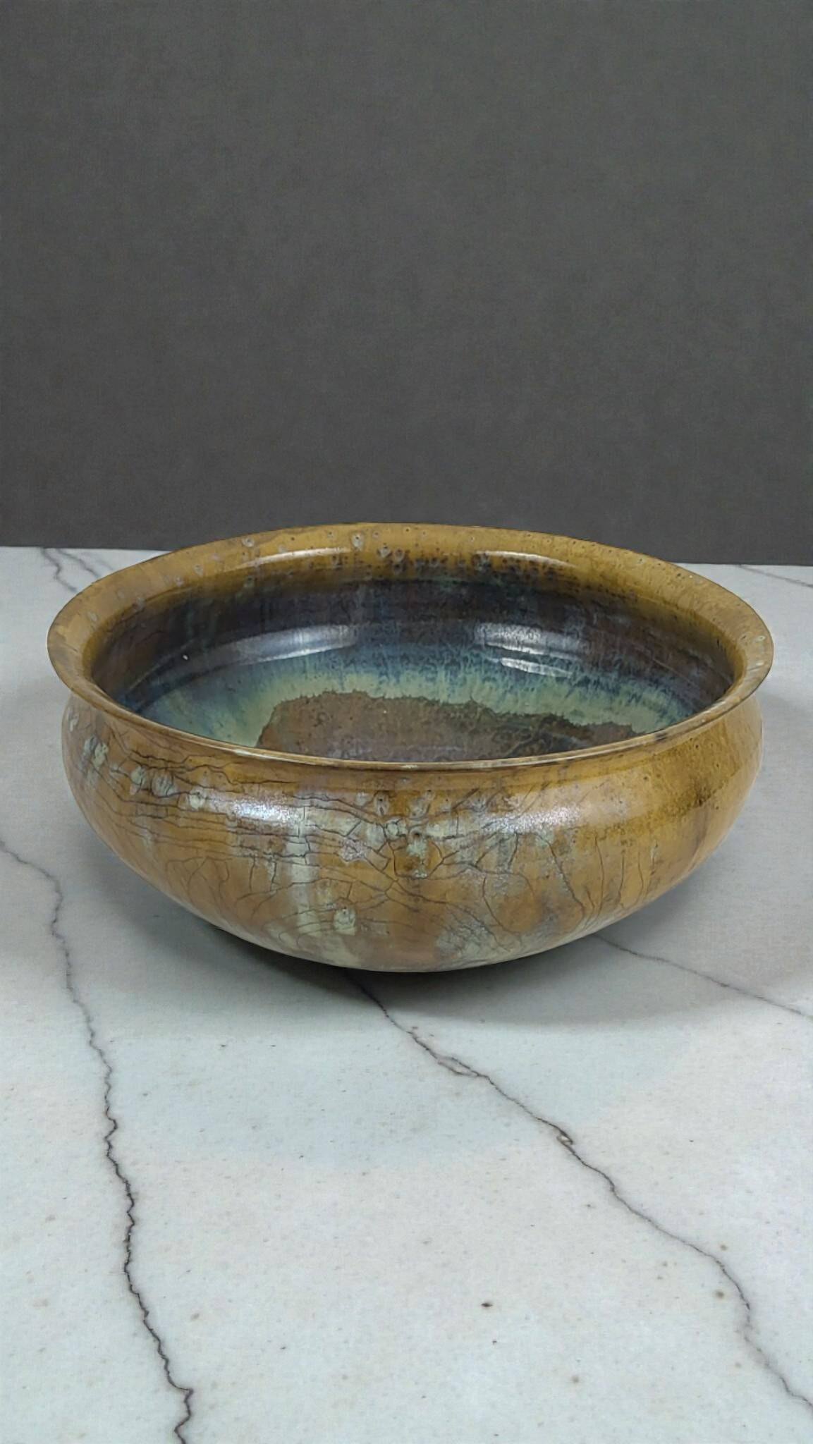 Stoneware salad bowl signed Anne Marie Sybesma De Bay, aka MIEP La Borne