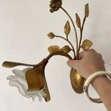 Vintage Italian wall lamp in gilded metal and glass paste