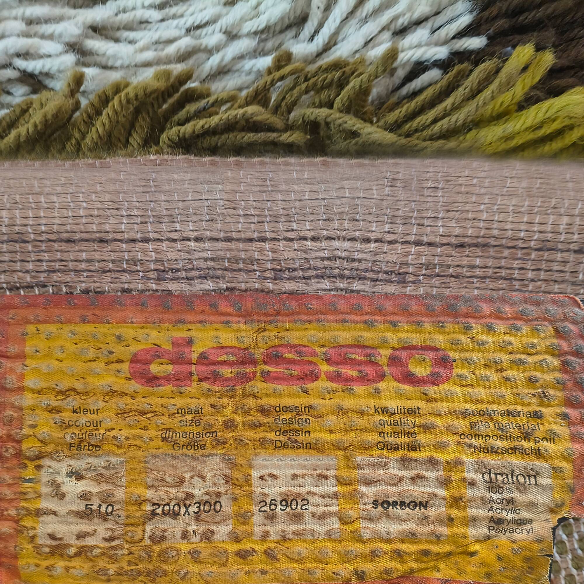 1970s Gorgeous Space Age Luxury Rug by Desso with Original Label.