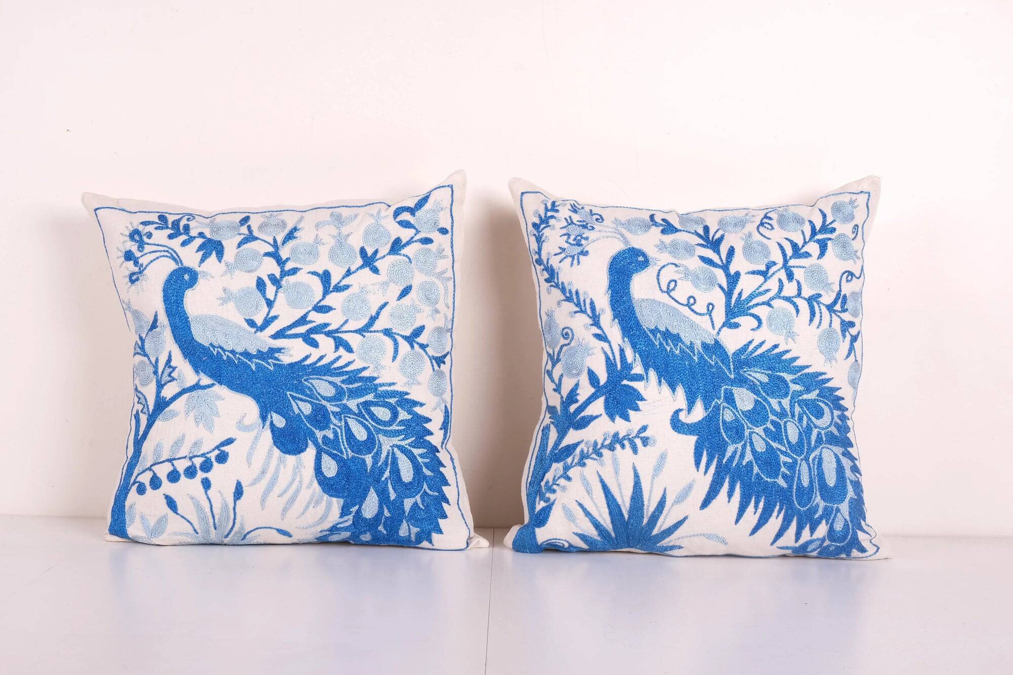 Set of 2 vintage embroidered cushion covers 46x46 cm