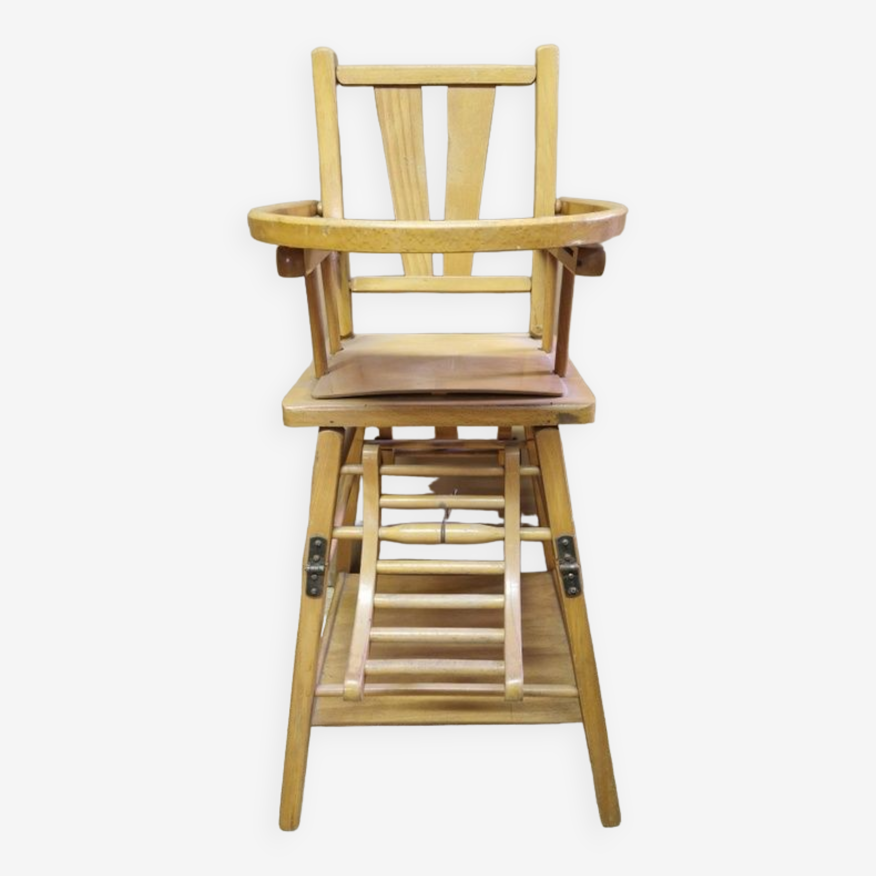 Ancienne chaise haute enfant-bébé - en bois - Transformable-évolutive |  Selency