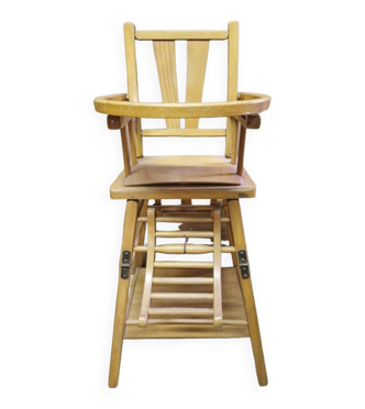 Ancienne chaise haute enfant-bébé - en bois - Transformable-évolutive |  Selency