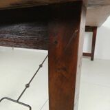 Large Spanish oak dining table with wrought iron bars – 20th century