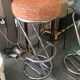 Vintage 80s green metal bar stool.