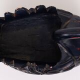 Mid Century Large Black Wooden Swan