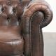 Brown cowhide leather Chesterfield 3-seater sofa in English style