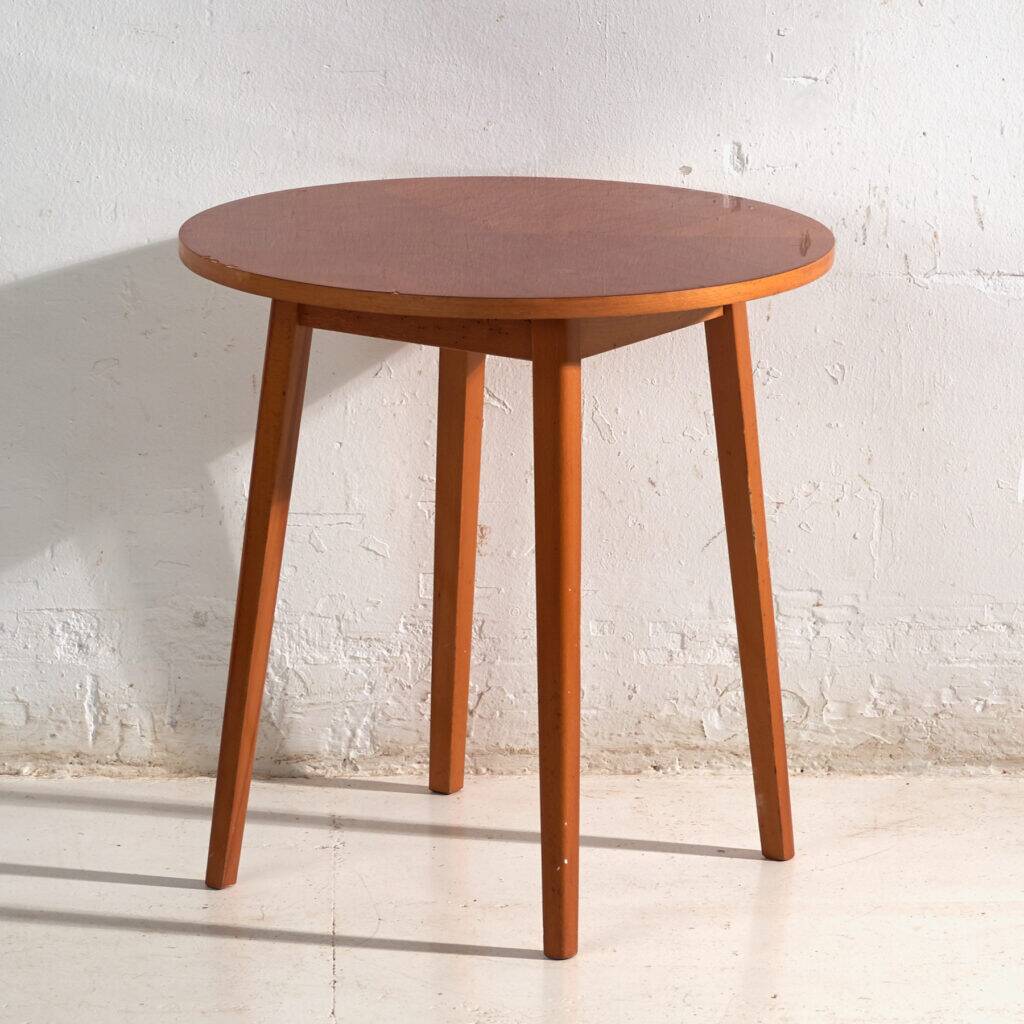 Vintage round side table in teak – Central Europe, circa 1960