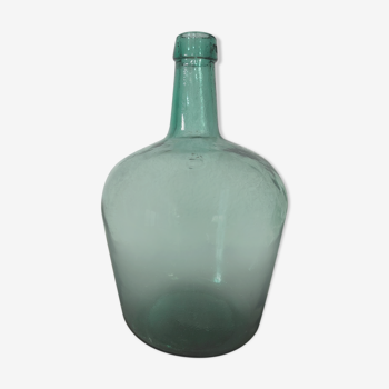 Dame Jeanne Viresa sur le goulot bonbonne en verre bullé vert  5 L