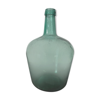 Dame Jeanne Viresa sur le goulot bonbonne en verre bullé vert  5 L