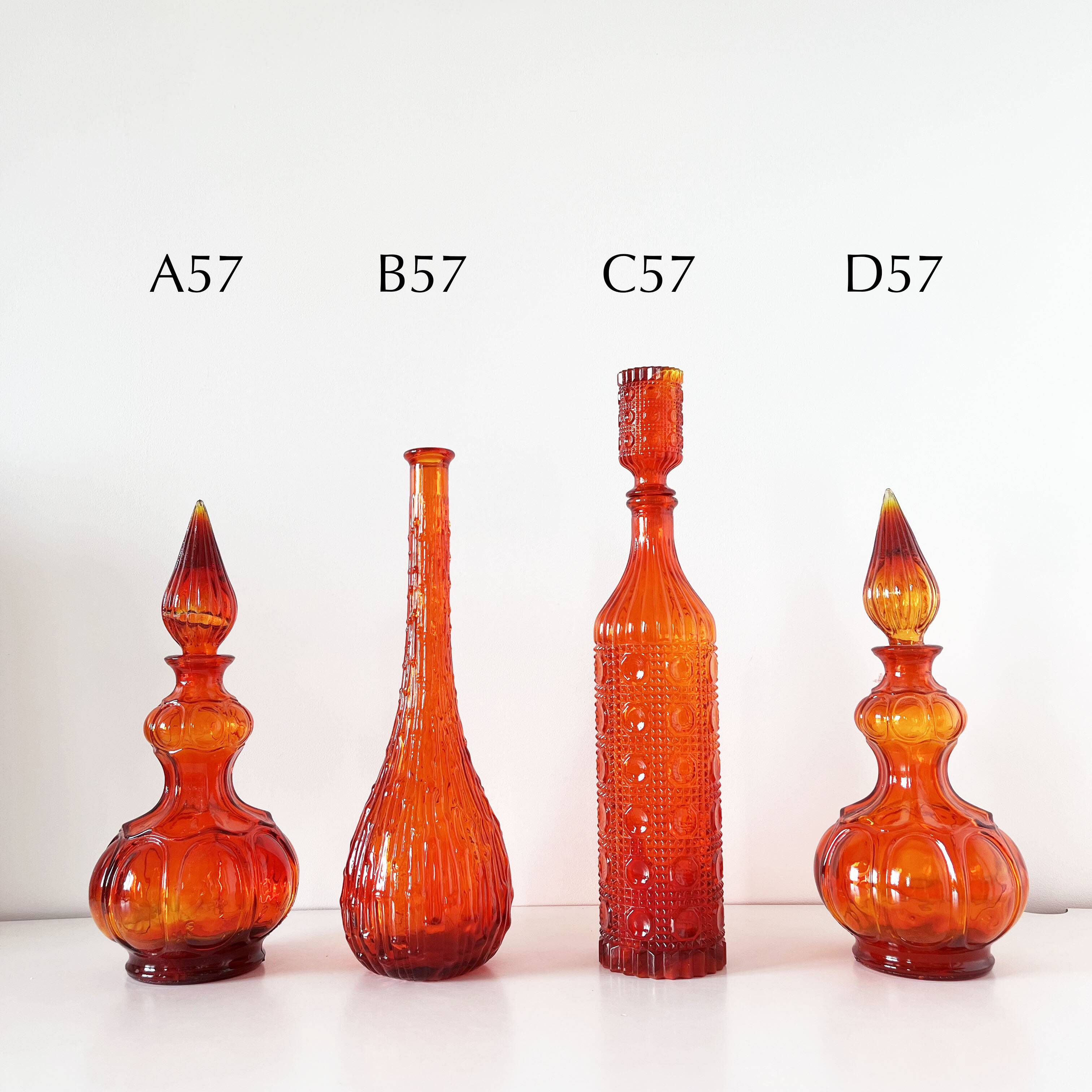 Italian carafe empoli orange red 1960