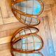 Pair of mother-of-pearl rattan wall lights