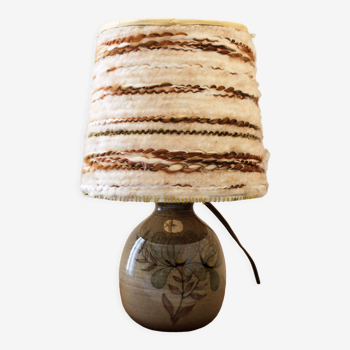 Lampe boule en céramique abat jour en laine