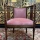 Fauteuil de bureau anglais en acajou et velours rose