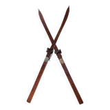 Paire de skis anciens en bois L=197cm