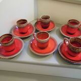 Coffee service, 6 ceramic cups and saucers from Vallauris 50s/60s Vintage