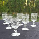 6 old guilloche glasses. Late 19th or early 20th century. baccarat or Saint Louis