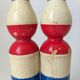 Bowling game 1920 art pop red blue white yellow 2 balls old toy