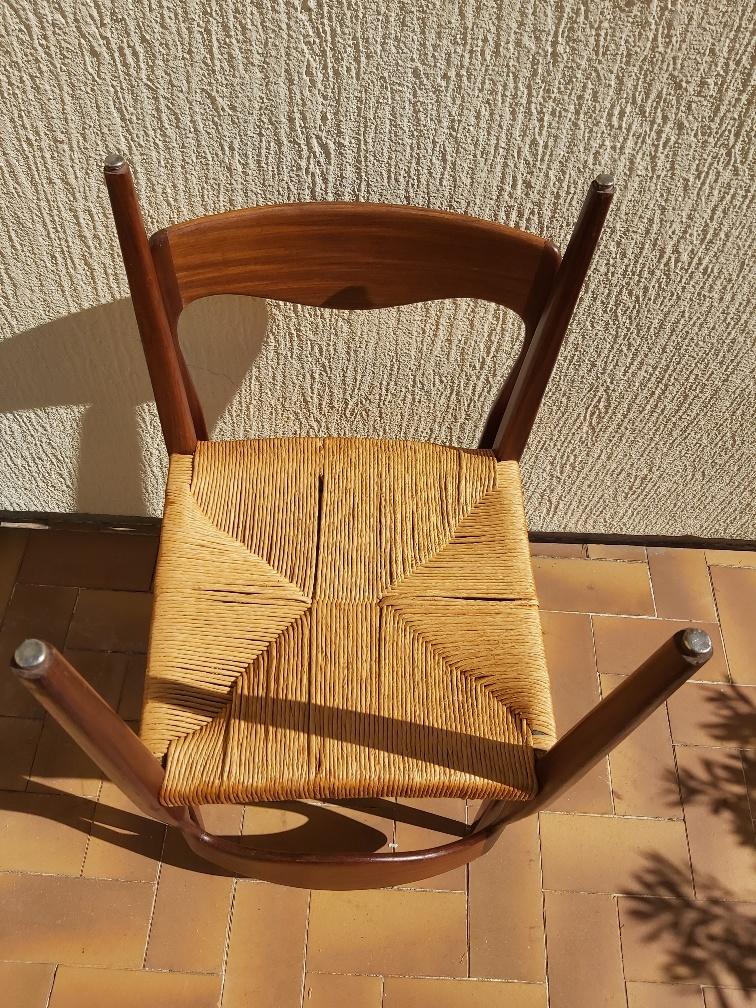 3 Niels Otto Moller chairs in teak and straw 60s
