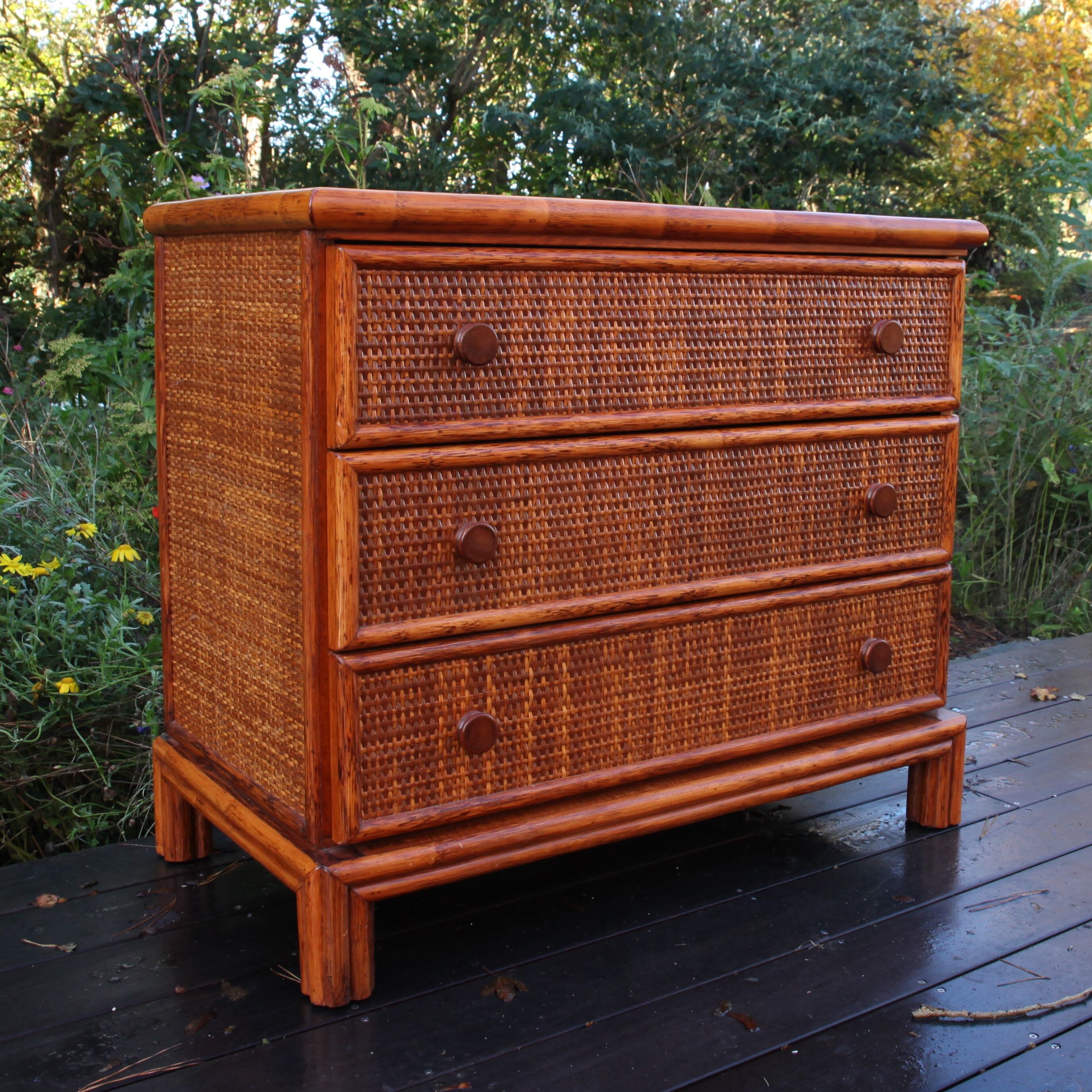 Chest of drawers Rattan prestige by Maugrion for Roche Bobois