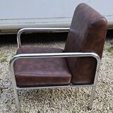 Vintage armchair in brown Skai