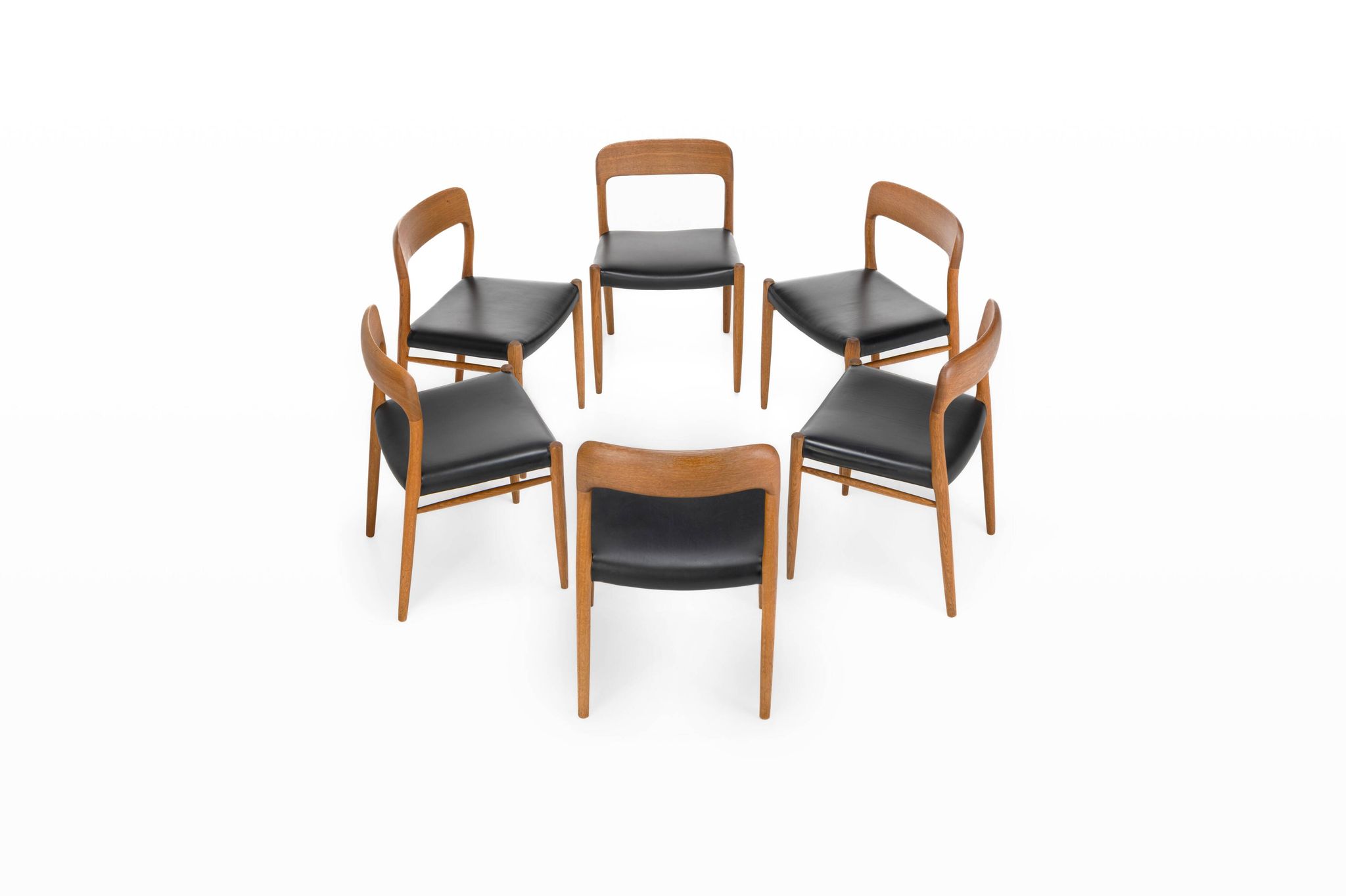 Set of 6 dining chairs by Niels O. Møller, Model 75