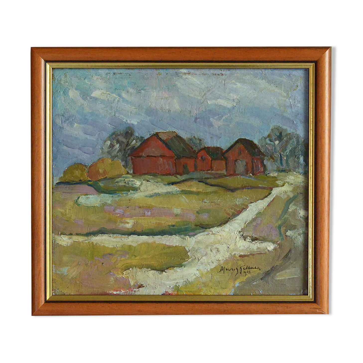 20th Century Oil Painting of a Swedish Farm by Mauritz Gellner Vintage Art