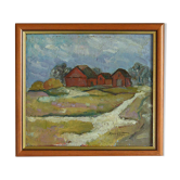 20th Century Oil Painting of a Swedish Farm by Mauritz Gellner Vintage Art
